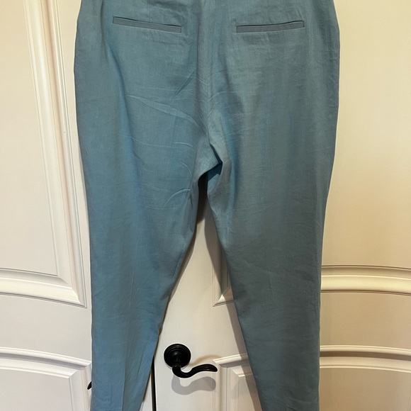 Rag & Bone Light Blue Poppy Tab Pants Tailored Fit Stretch Linen Blend Size 12 - Picture 4 of 11